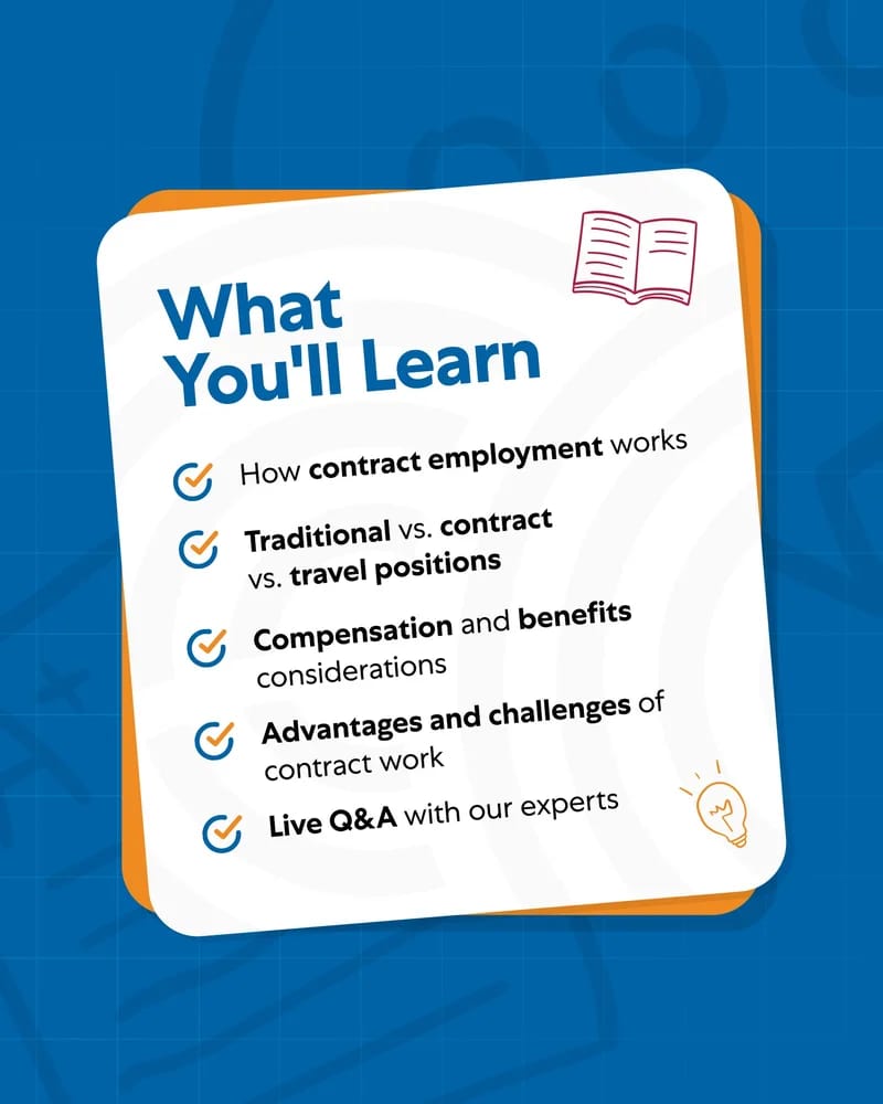 What You'll Learn: how contract employment works; traditional vs. contract vs. travel positions; compensation and benefits considerations; and more.